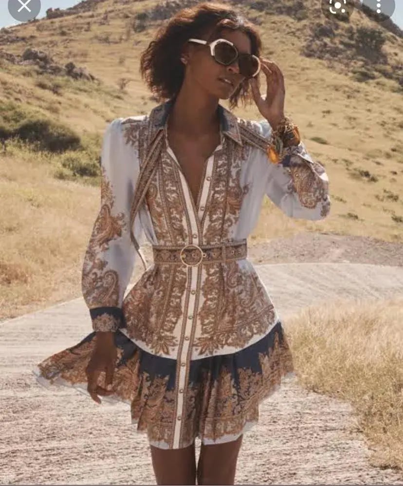 Zimmermann Luminous Silk Paisley Mini Dress Print Size 1/Au 10 photo 3
