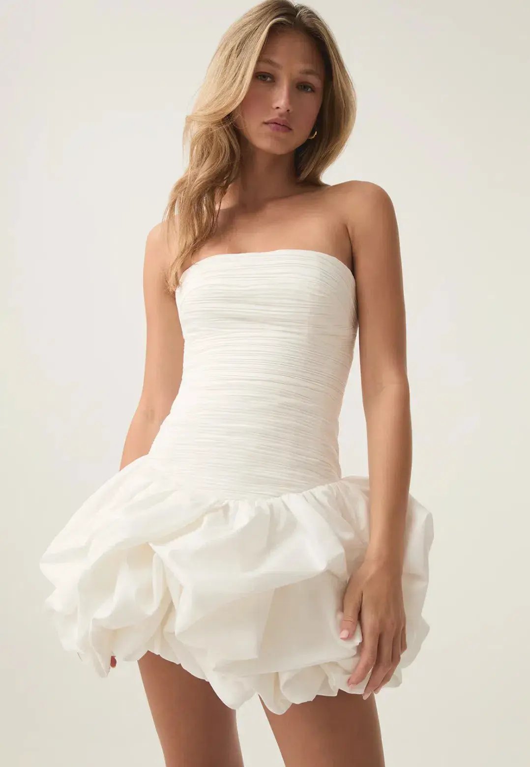 Aje Violette Bubble Hem Mini Dress Ivory Size 8 photo 2