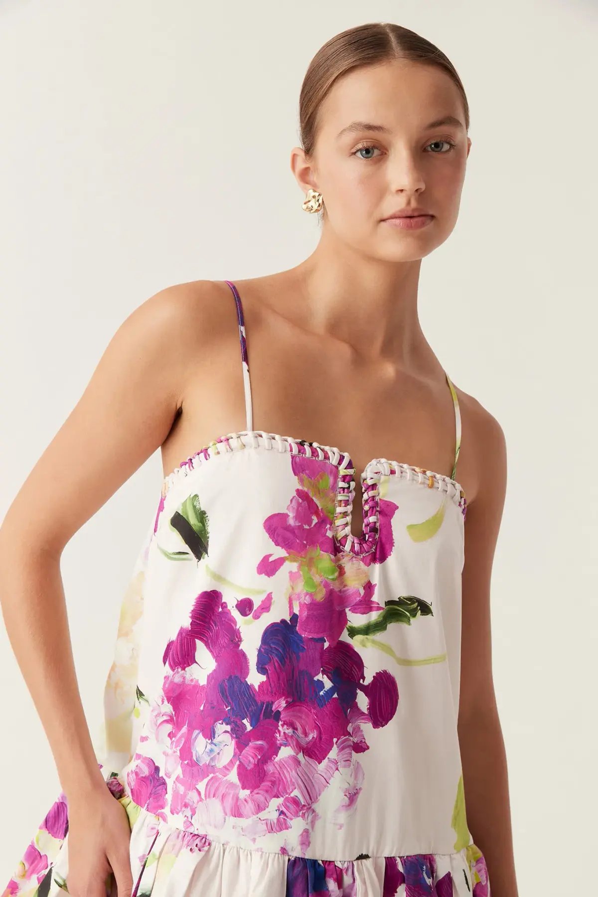 AJE Willow Sweetheart Mini Dress Wild Hyrdangea Size 6 photo 2