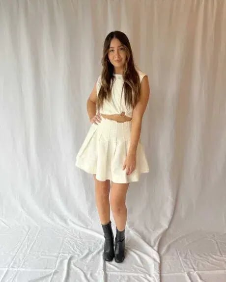 Aje Byblos Ring Cropped Top and Mini Skirt Set Ivory Size 10 / M photo 4