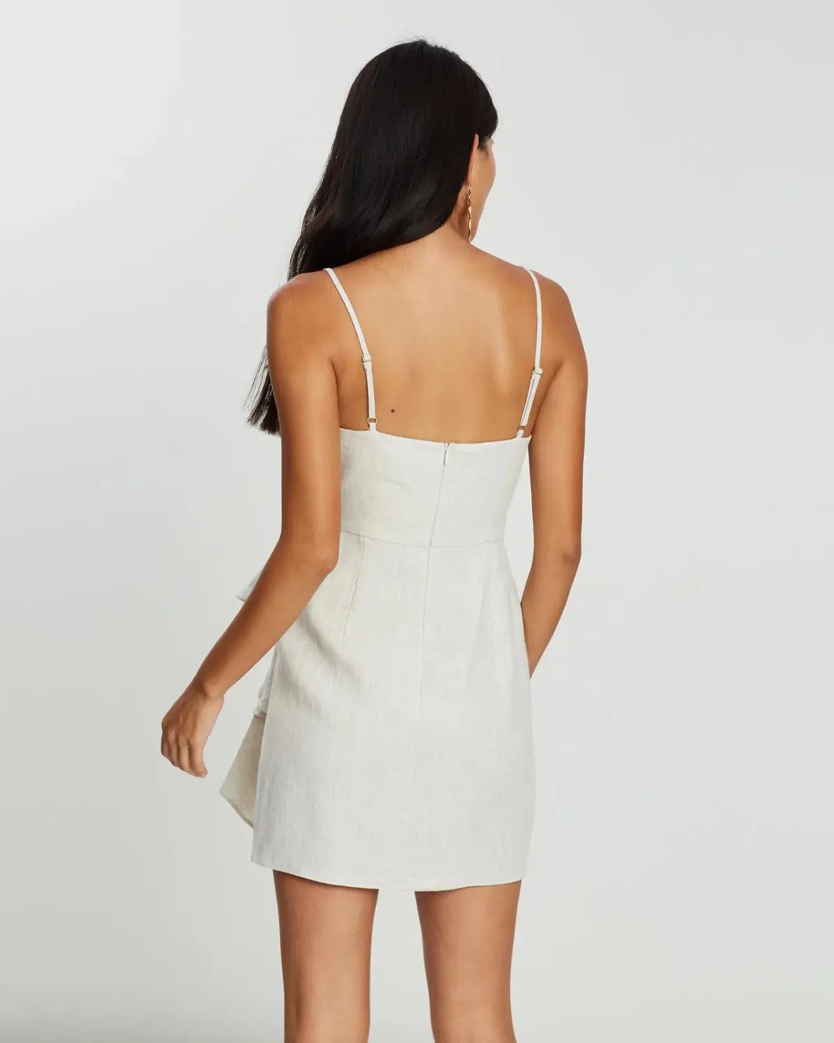 Shona Joy Aluaro Draped Mini Dress Stone Beige Size 8 photo 3