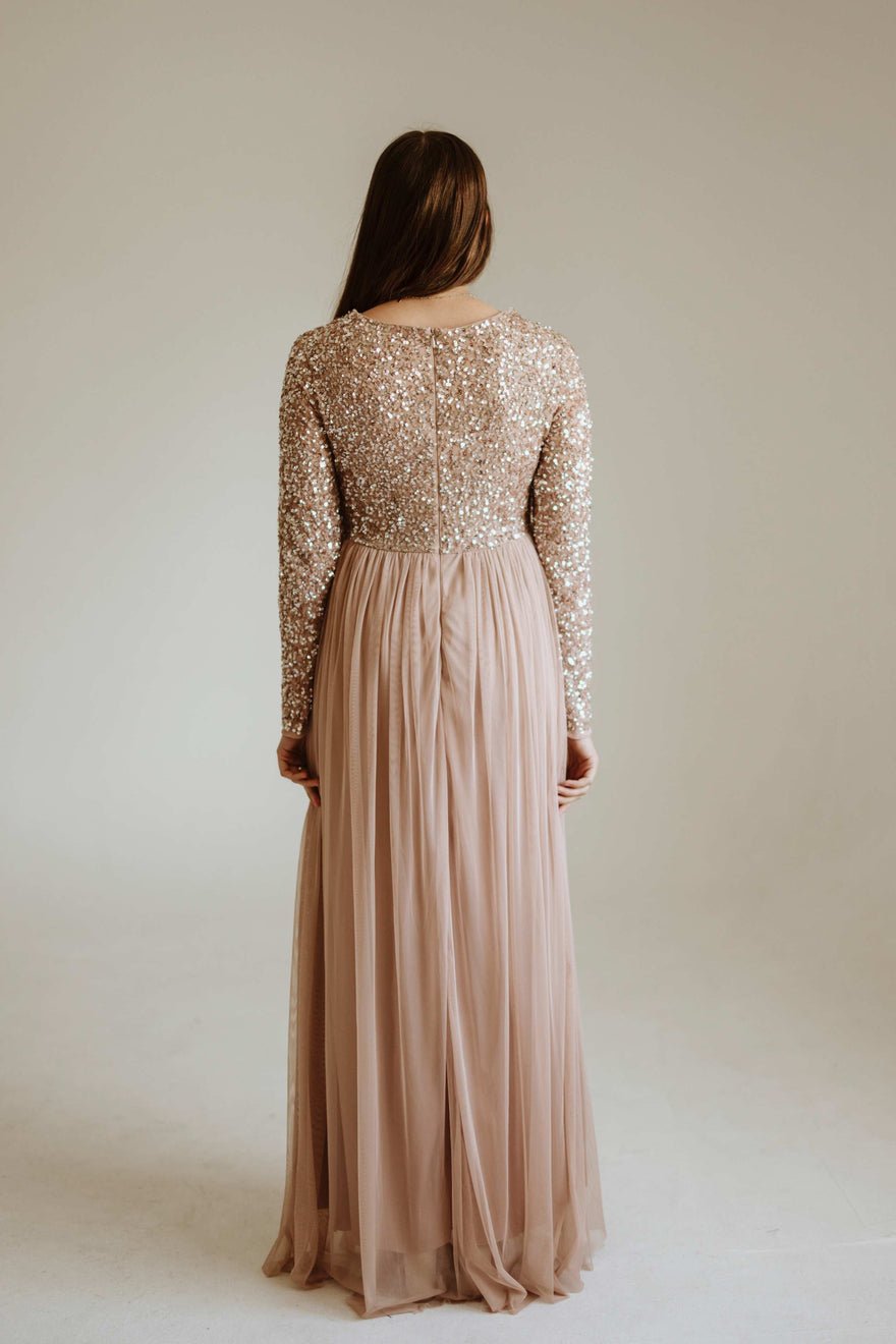 ASOS Design Maya Maternity Long Sleeve Tulle Maxi with Sequins photo 2