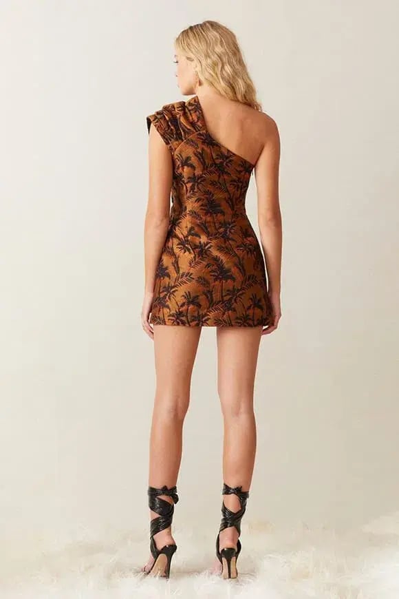 Bec & Bridge Far Out Asymmetrical Mini Dress Brown Size 8 photo 2
