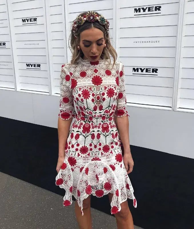 Thurley English Rose Dress Red Floral Size AU 6 photo 3