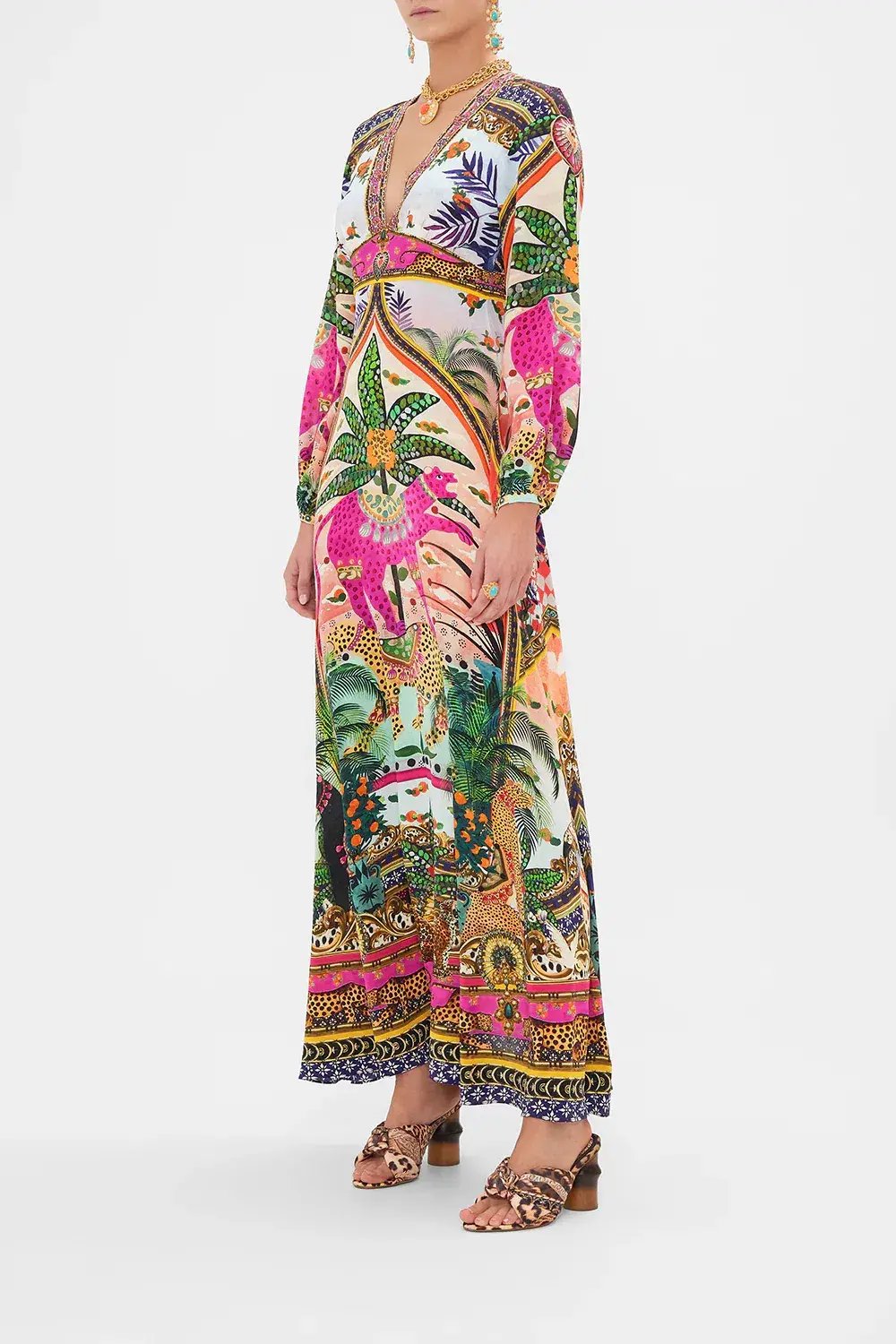 Camilla Alessandros Atlantis Printed Lantern Sleeve Dress Multi Size 14 photo 5