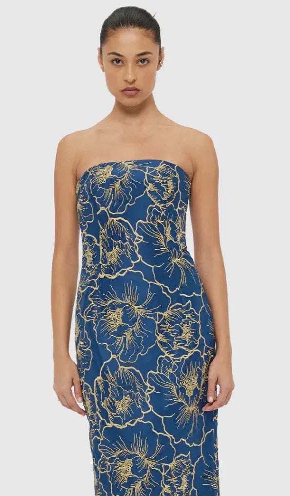Leo Lin Rayna Bustier Maxi Dress Marine Blue Size 6 photo 2