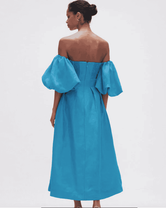 Aje Eugenie Off Shoulder Midi Dress - Azure Blue photo 7