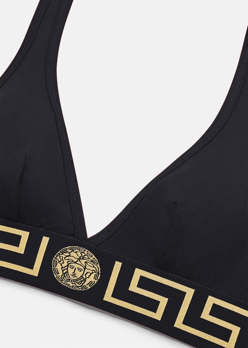 Versace Greca Border Bralette Black Size 1/AU 10 photo 3