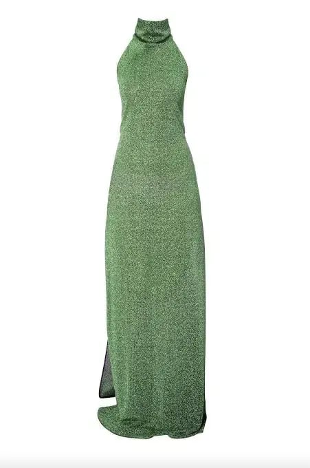 Oseree Lumiere Turtleneck Dress in Green Size 10 photo 2
