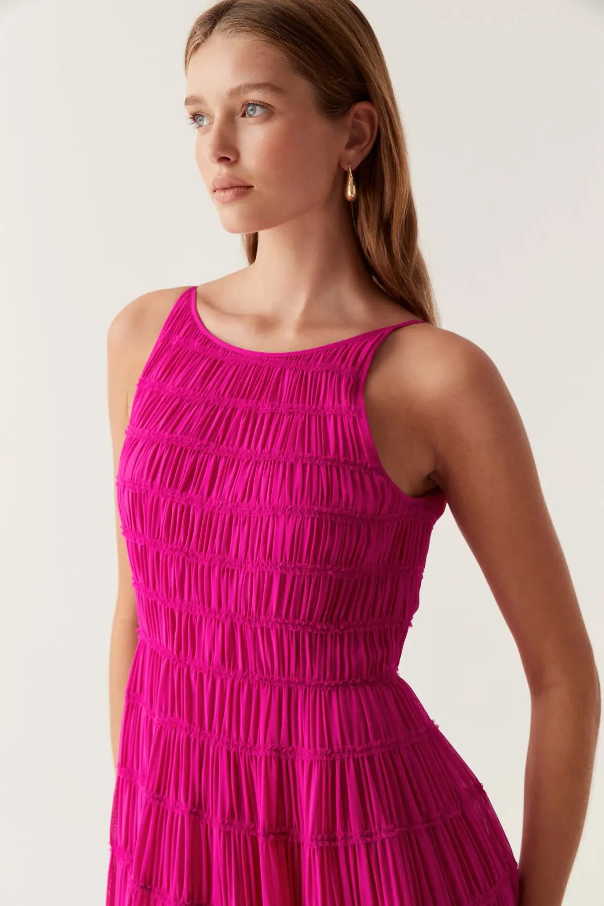 Aje Rosewood Ruched Maxi Dress Magenta Size 6 photo 2