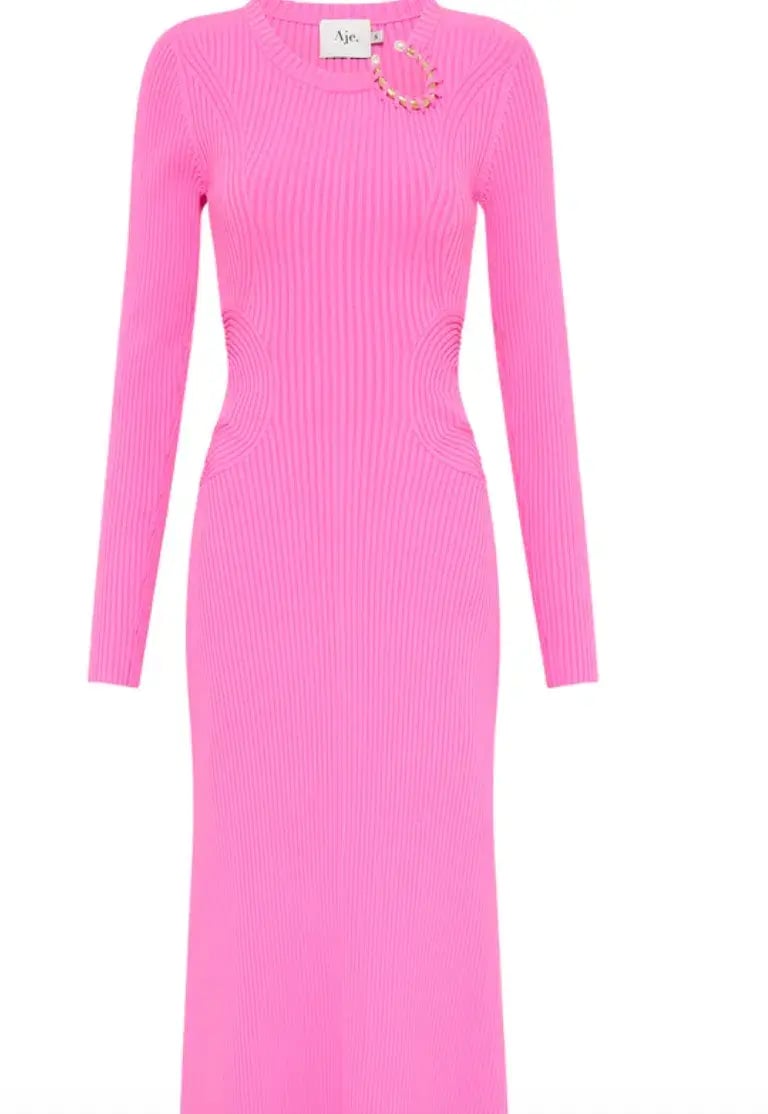 AJE Crescent Knit Midi Dress Pink Size XS/AU 8 photo 4