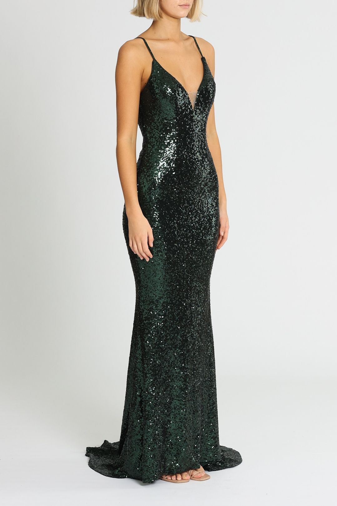 Sequin Plunge - Emerald Green photo 2