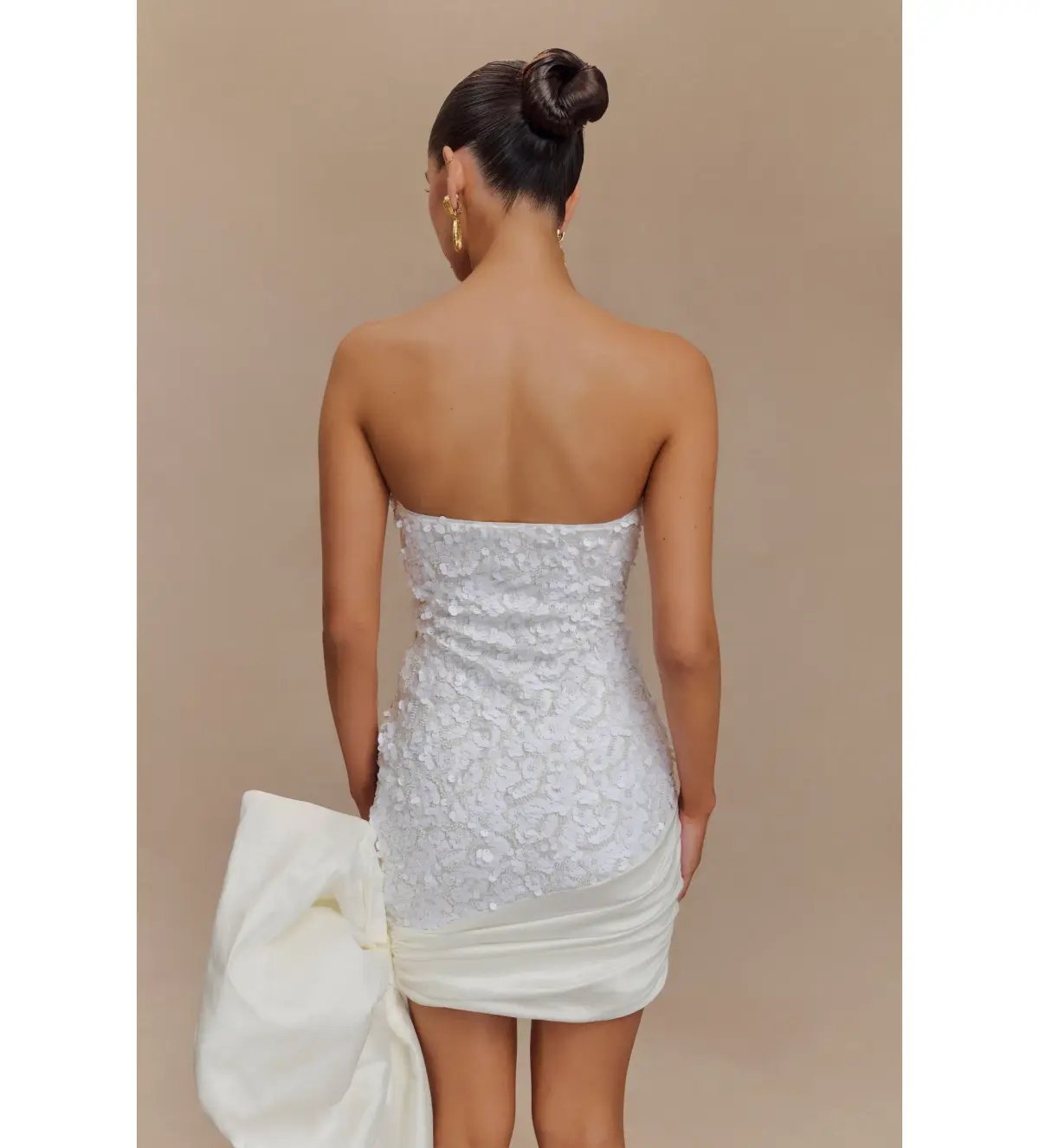 Meshki Franka Strapless Bow Mini Dress White Size 6 photo 2