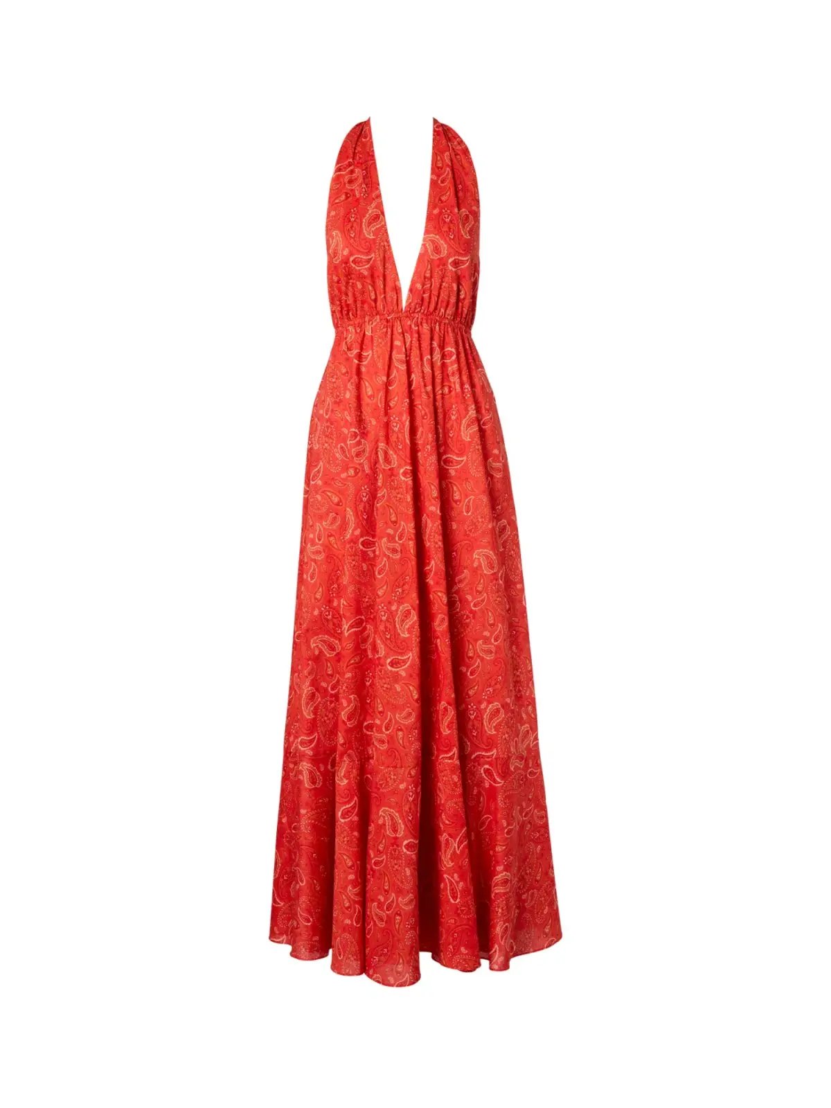 Scanlan Theodore Cotton Paisley Halter Dress Red Size AU 8 photo 5