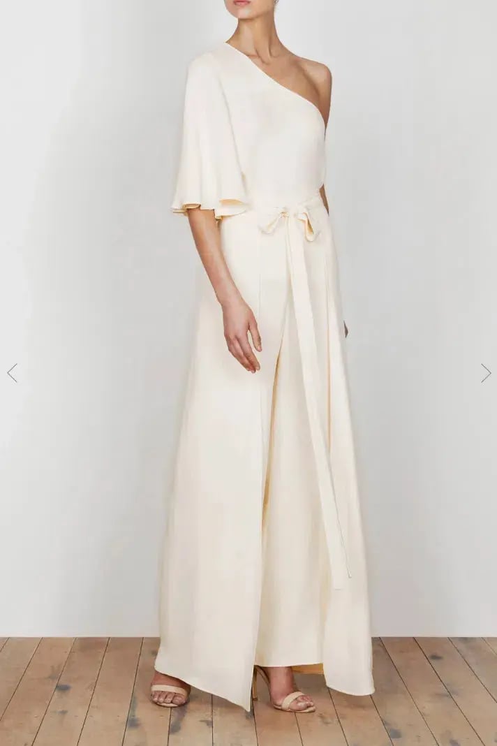 Shona Joy Lautner One Shoulder Top and Palazzo Pants Set Cream Size 8 photo 2