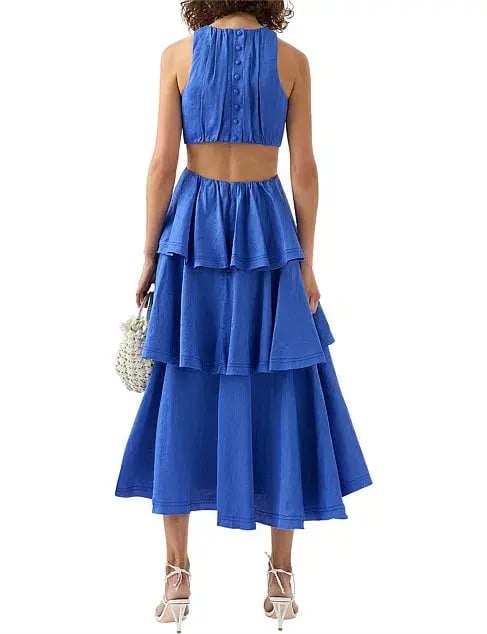 Aje Wave Cut Out Ring Midi Dress Blue Size 8 / S photo 3