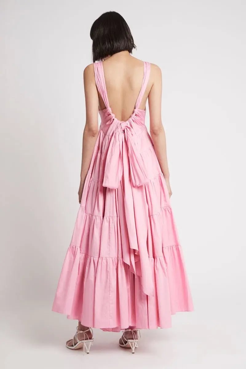 Aje Marguerite Tie Back Maxi Dress Pink Size 12 photo 3