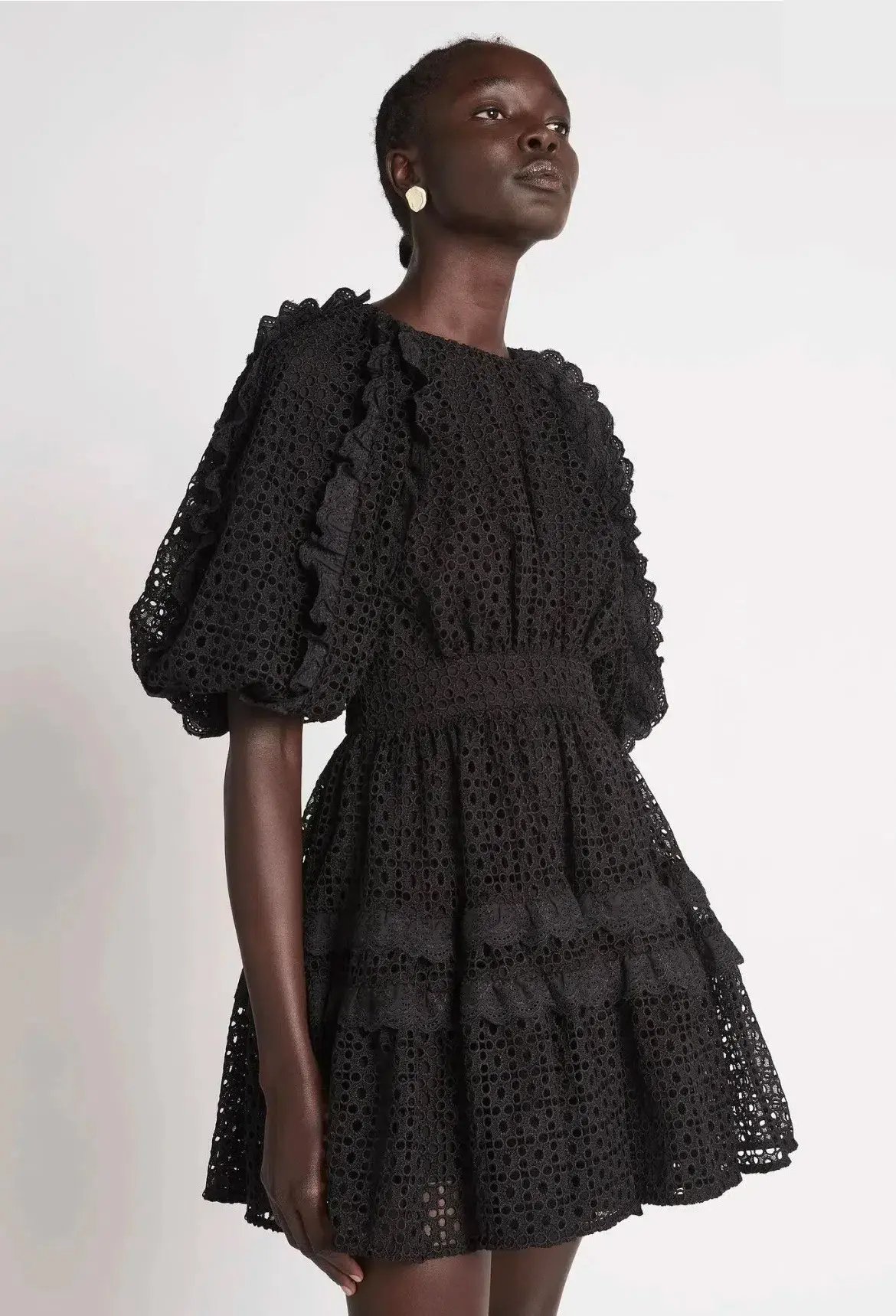 Aje Aveline Broderie Mini Dress Black Size 12 photo 3