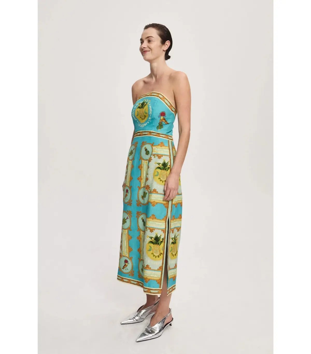 Alémais La Musica Midi Dress Exclusive Blue Print Size 10 photo 2