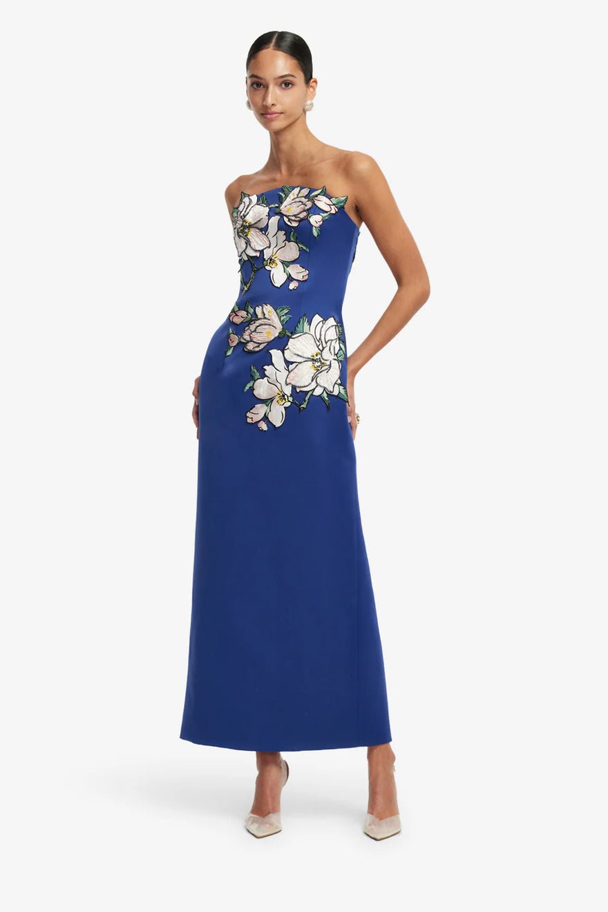 Leo Lin Ava Appliqué Bustier Maxi Dress - Midnight Magnolia Print photo 3
