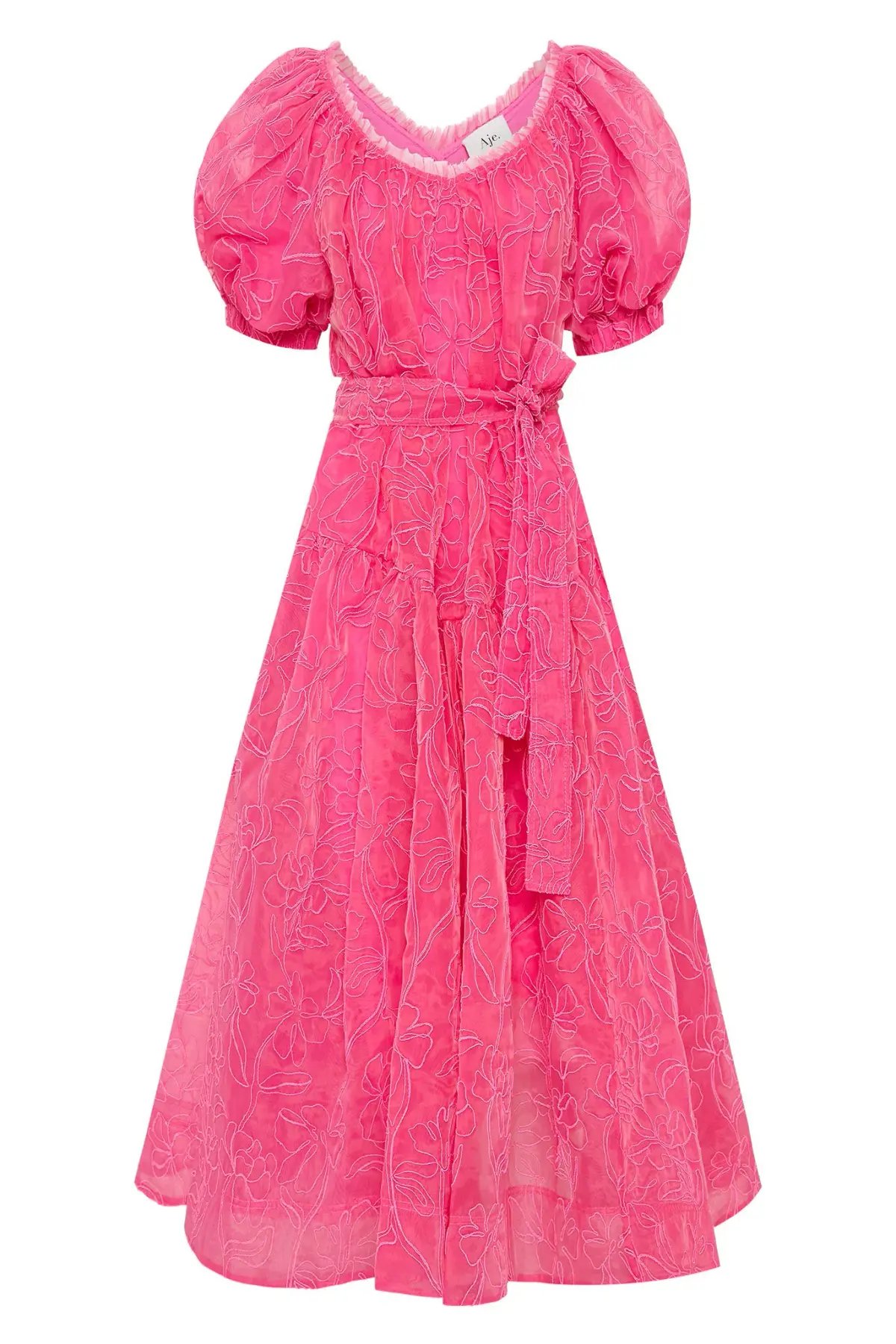 Aje Evangeline Cornelli Midi Dress Protea Pink Size 16 photo 4
