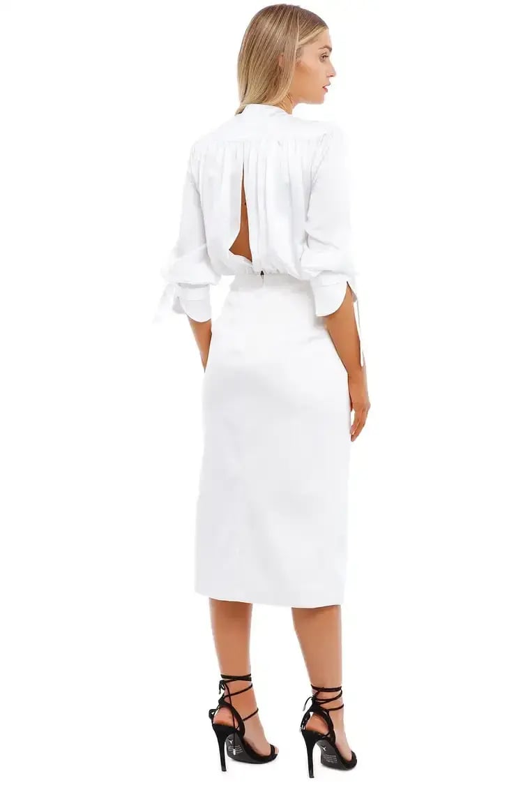Nicola Finetti Arida Low Plunge Dress White Size 8 photo 4