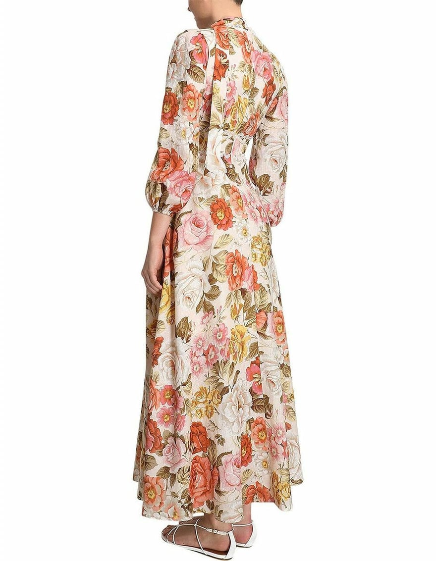 Zimmermann Bonita Linen Dress In Lemon Floral photo 3