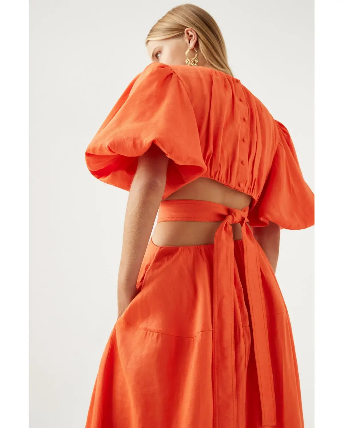Aje Cosette Tie Back Midi Dress Orange Size AU 12 photo 2