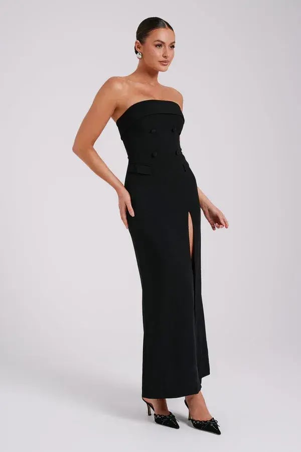 Meshki Abbie Strapless Suiting Maxi Dress Black Size 8 photo 5