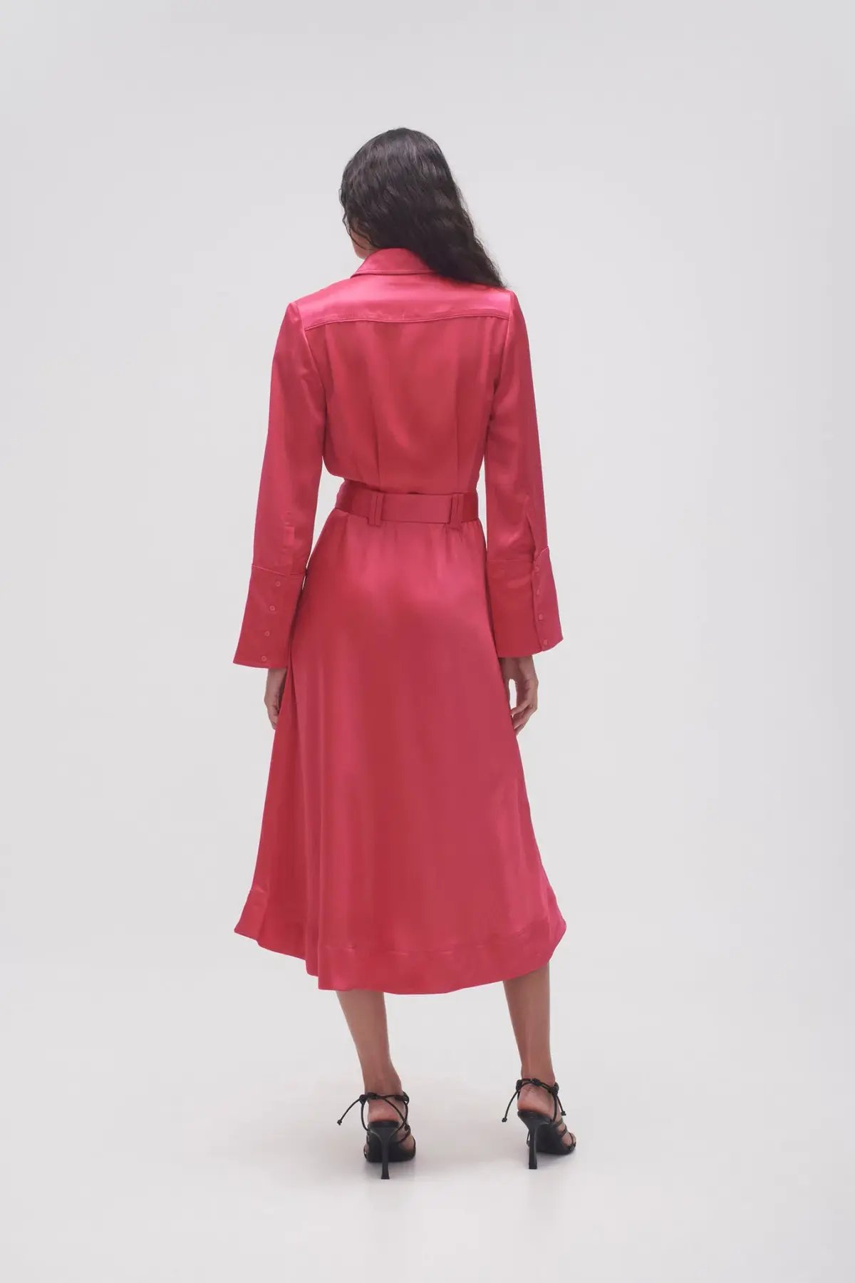 Aje Echo Belted Midi Shirt Dress in Hot Pink Size 8 photo 3