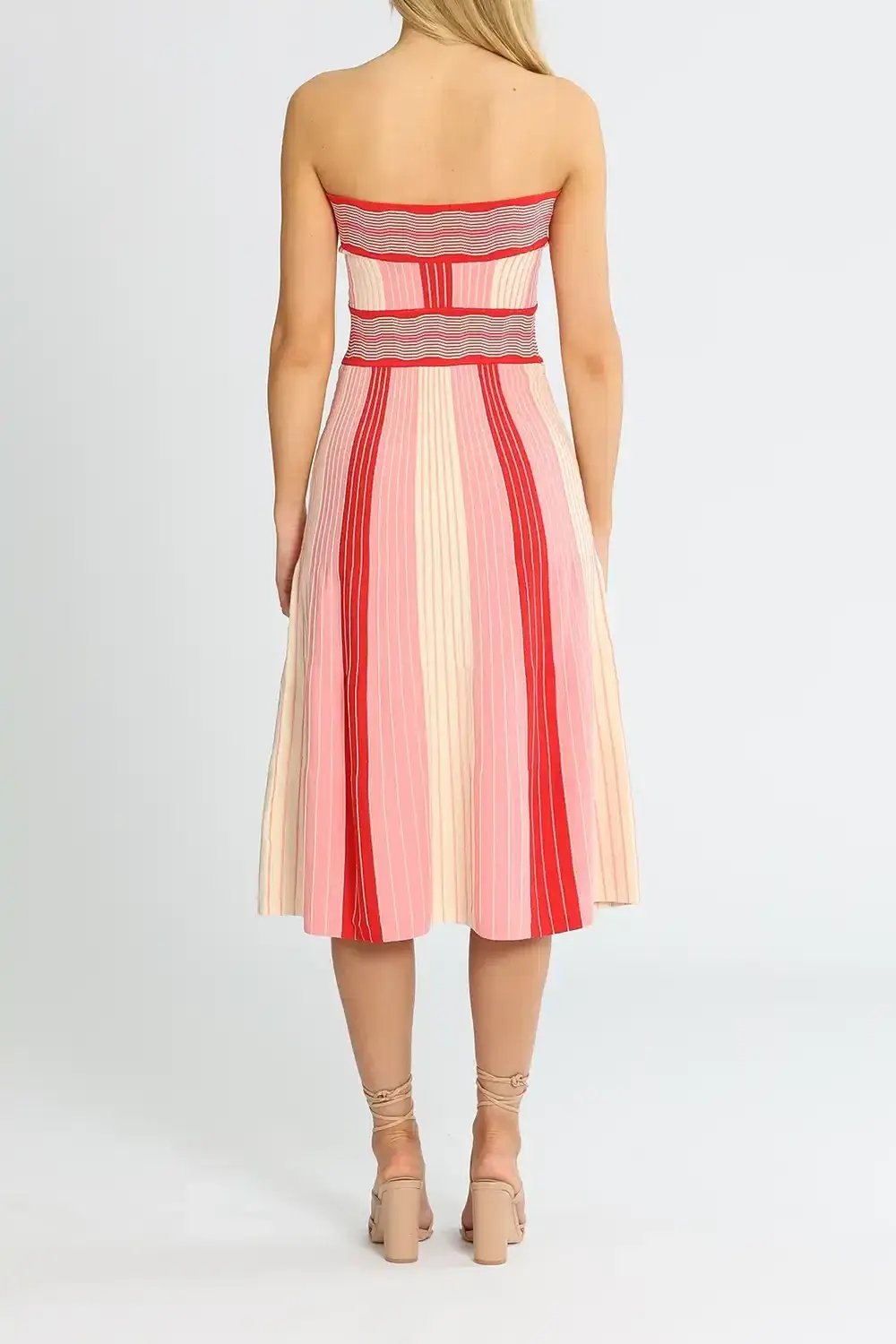 By Johnny Pipe Stripe Knit Dress Multi Pink Size 14 photo 3