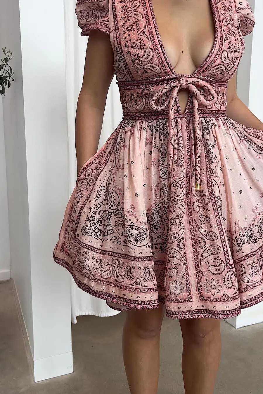 Zimmermann Matchmaker Mini Dress Pink Print Size 0 / AU 8 photo 5