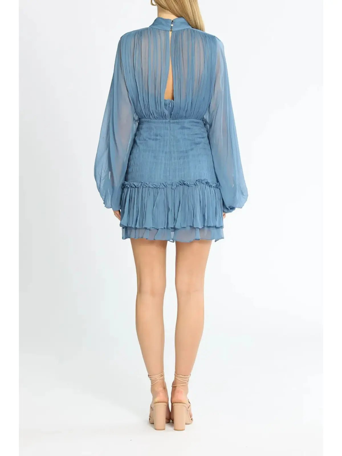 Shona Joy Noemi Ruched Mini Dress in Blue Size AU 8 photo 3