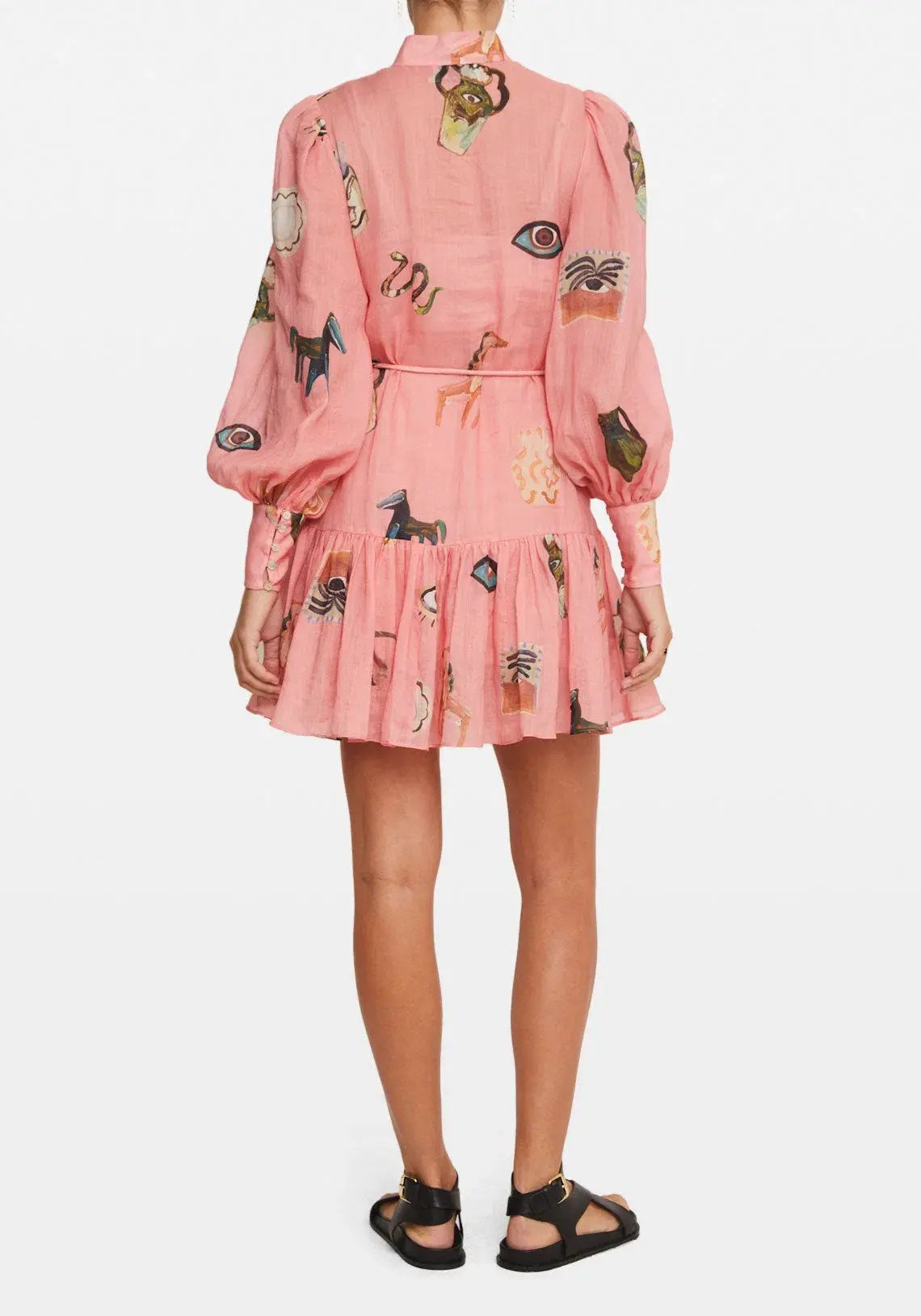 Alemais Cleo Smock Mini Dress Pink/Print Size 10 photo 2