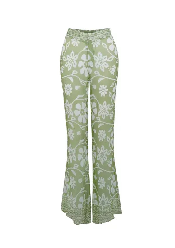 Ranaco Atelier Set: The Flared Pant Moss Green Size S/ AU 8 AND Ranaco Atelier Front Tie Blouse photo 4