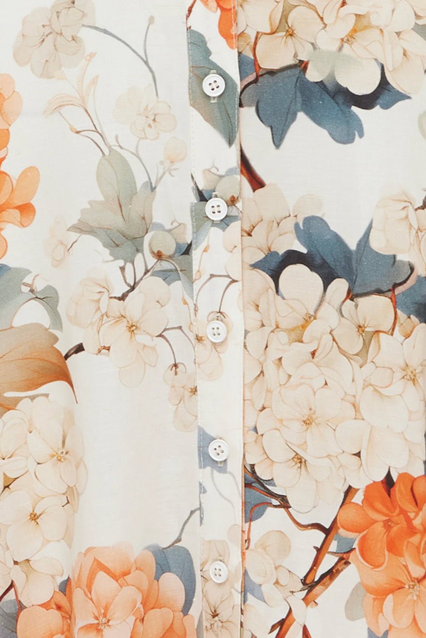 LEO LIN BECCA SHORT SLEEVE MIDI DRESS - HYDRANGEA PRINT IN VANILLA photo 7