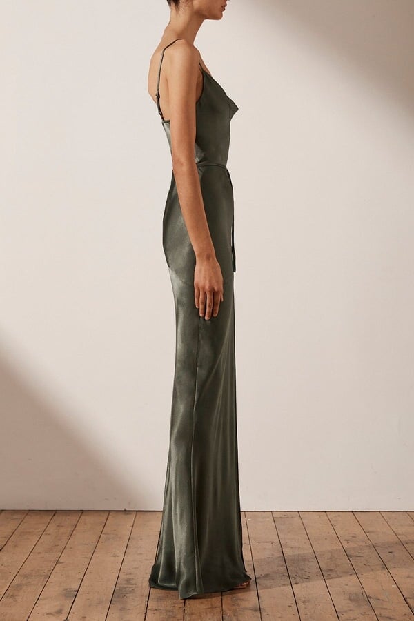 Shona Joy La Lune Bias Cowl Maxi Dress Olive photo 5