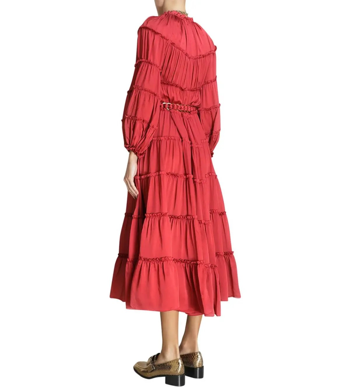 Zimmermann Silk Tiered Midi Dress Red Size 1 AU 10 photo 4