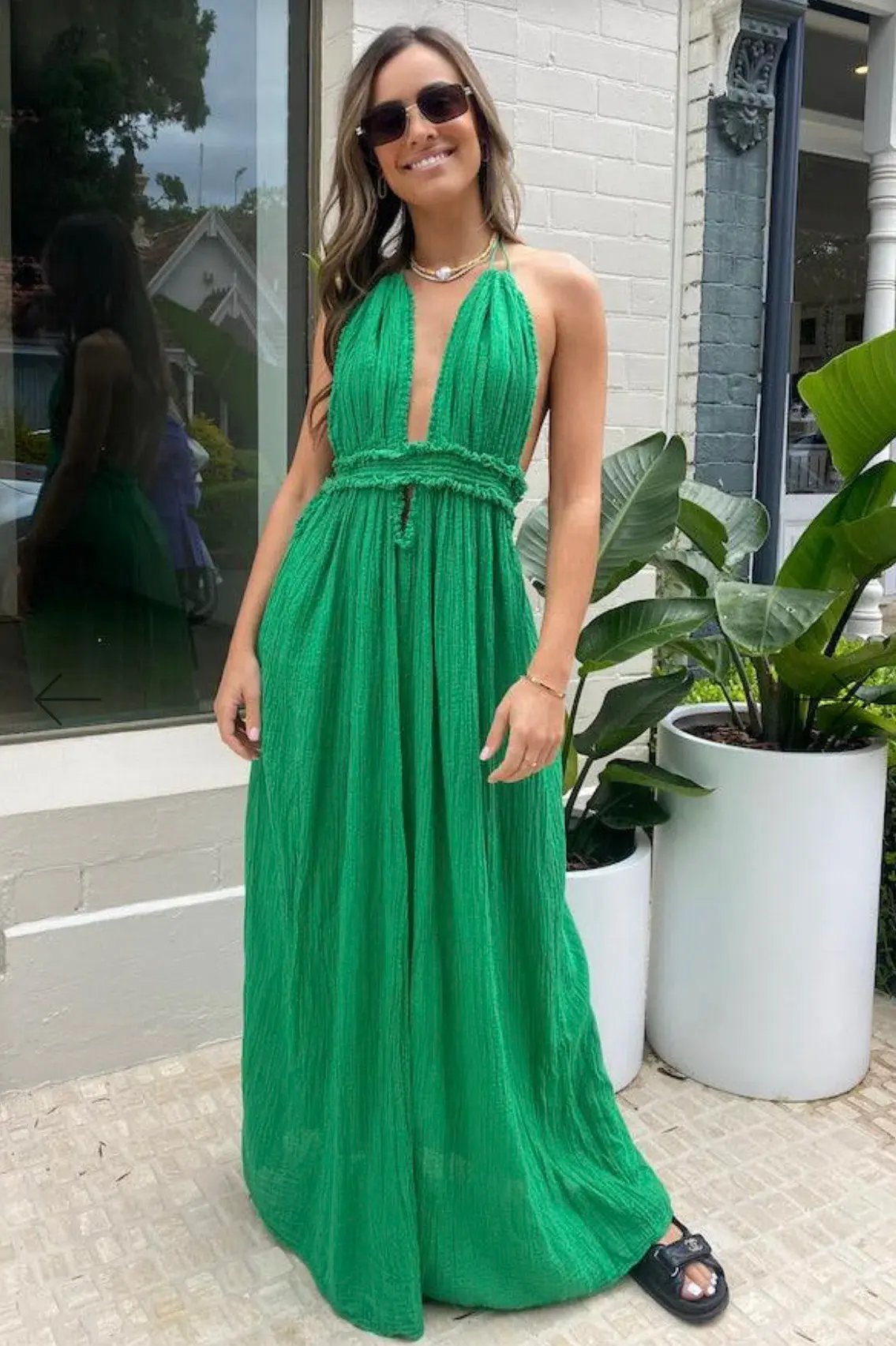 D’Artemide Lefkothea Maxi Dress Emerald One Size Fits All photo 2
