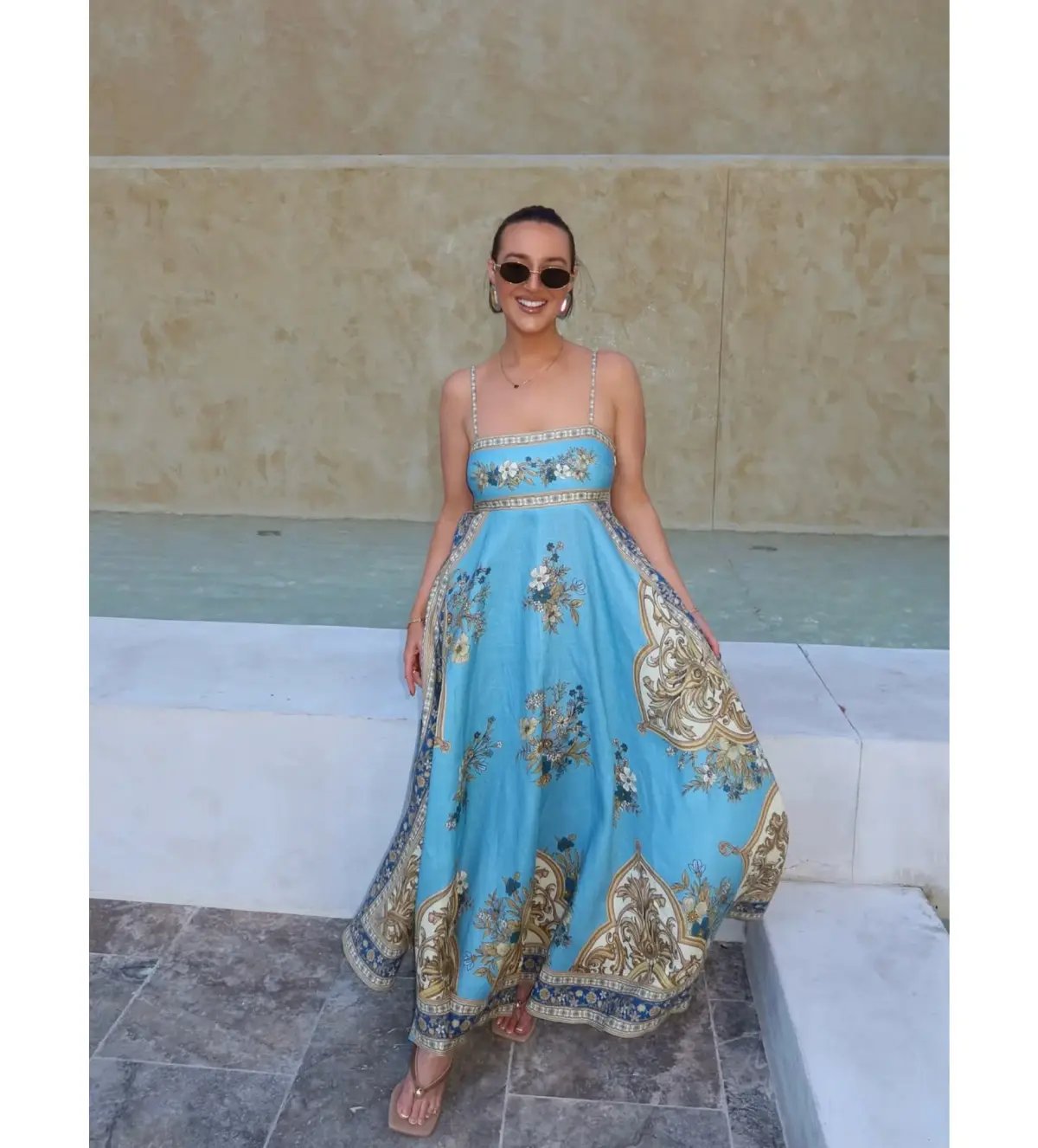 Alemais La Sirena Exclusive Cassie Sundress in Blue Size 8 photo 2