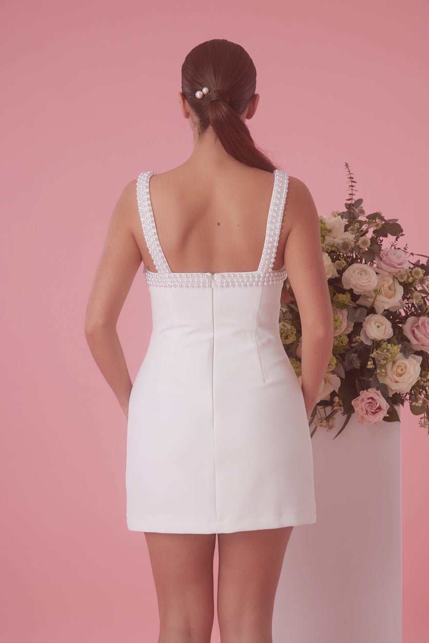 Odd Muse The Ultimate Muse Pearl Trim Mini Dress - White photo 2