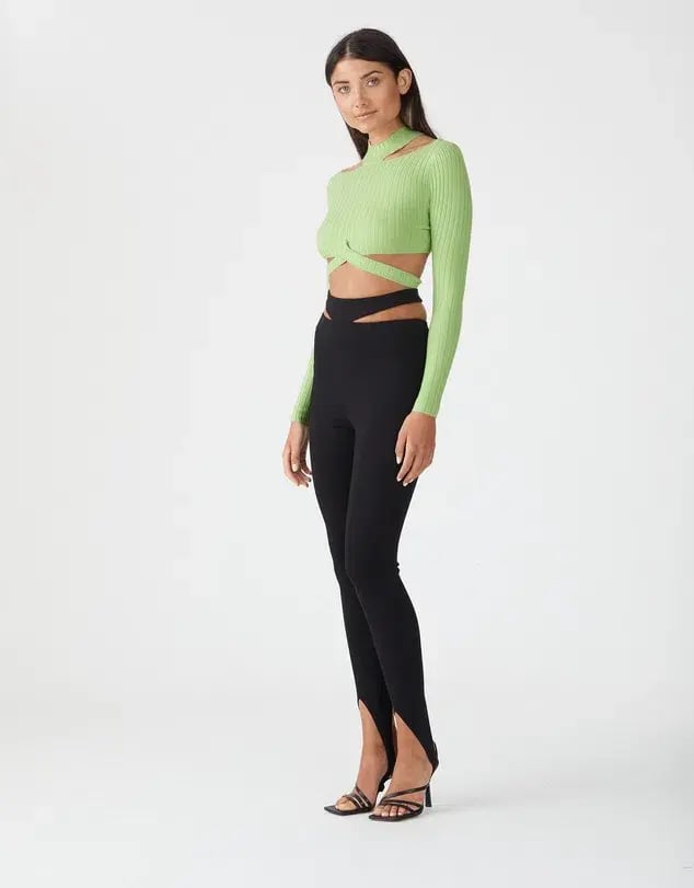 San Sloane Richards Rib Knit Top in Green Size 8 photo 4