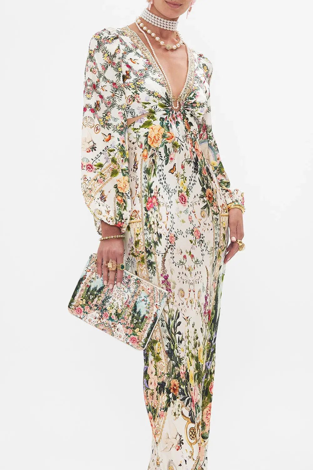 Camilla Renaissance Romance U-Ring Cut Out Dress Size 8 and Small Canvas Clutch photo 2