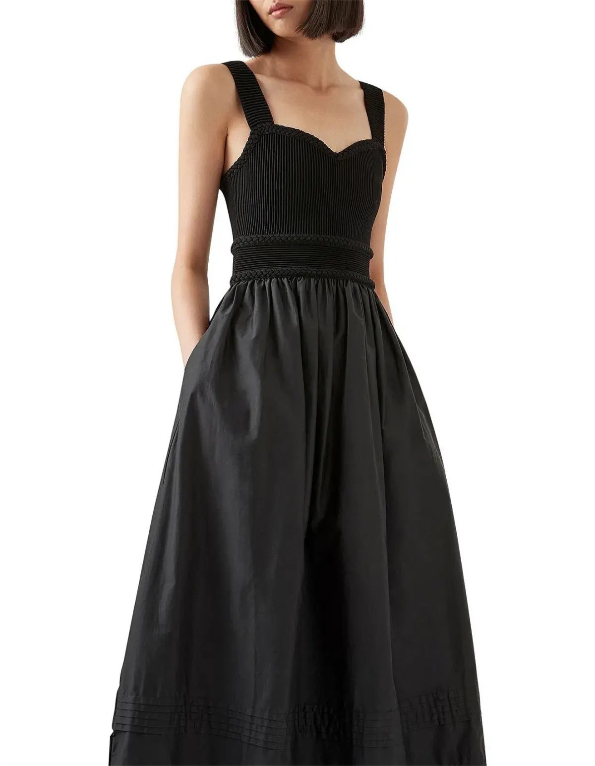 Aje Romarin Black Midi Knit Bodice Dress Size AU 4 photo 4