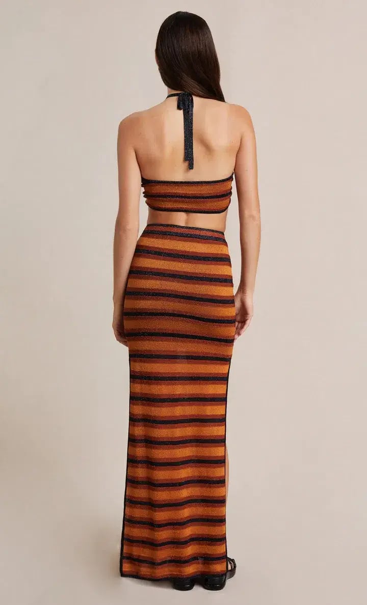 Bec & Bridge Ziggy Knit Maxi Skirt Lurex Stripe Size 8 photo 2