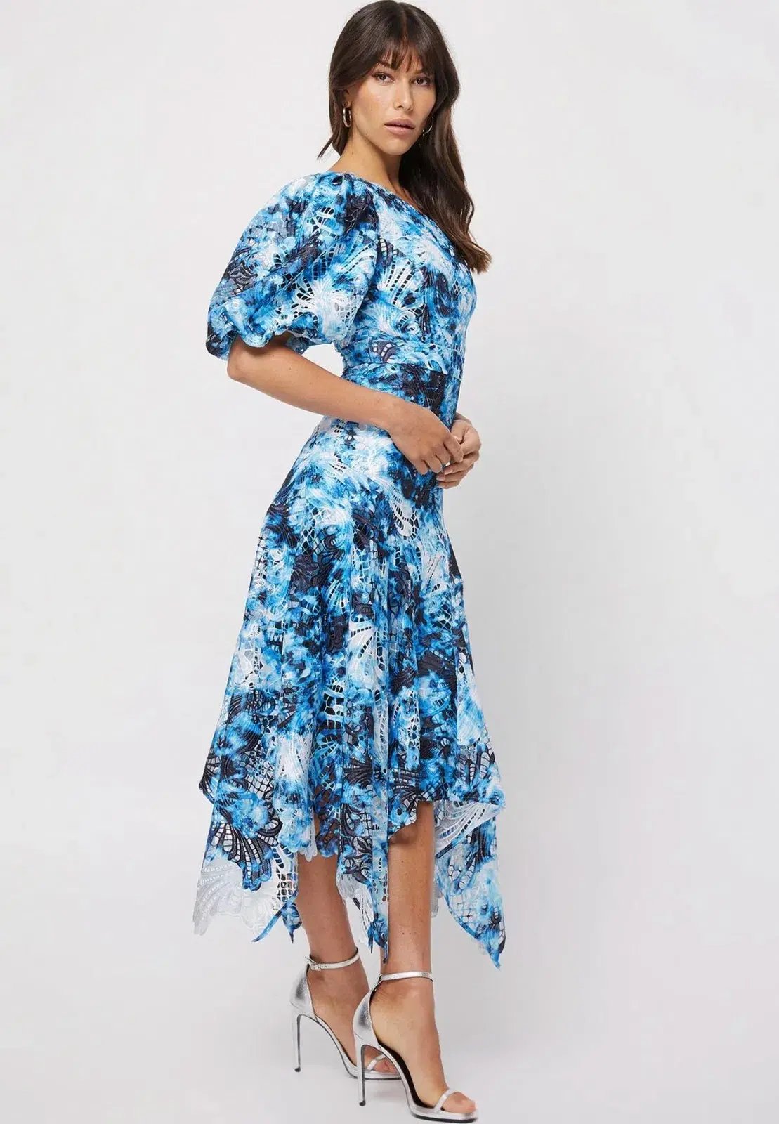 Mossman The High Rise Midi Dress Blue Tie Dye Size 8 photo 2