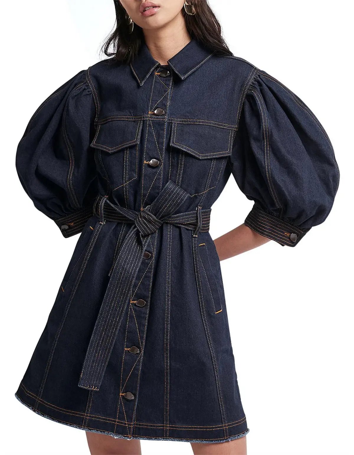 Aje Tori Denim Mini Dress Blue Size 14 photo 3