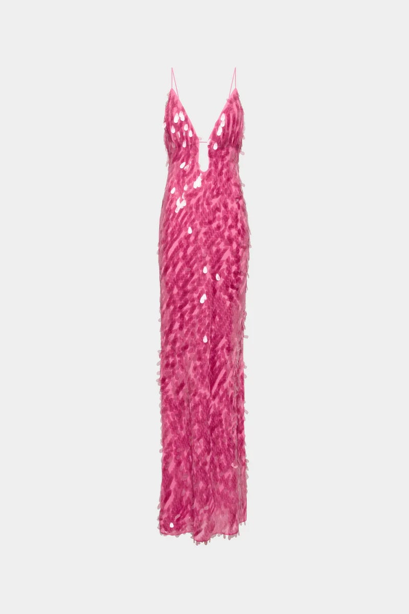 Misha Collection Sapphire Sequin Maxi Dress - Fuchsia photo 3