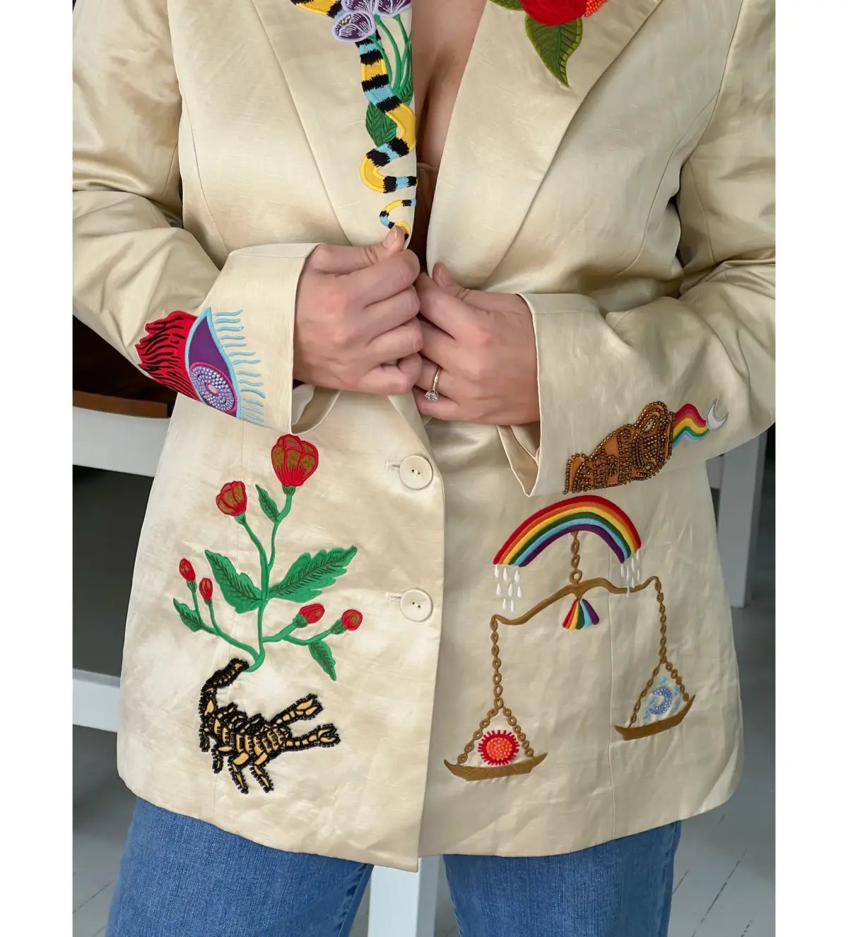 Alemais Zelda Embroidered Blazer Print Size 16 photo 5