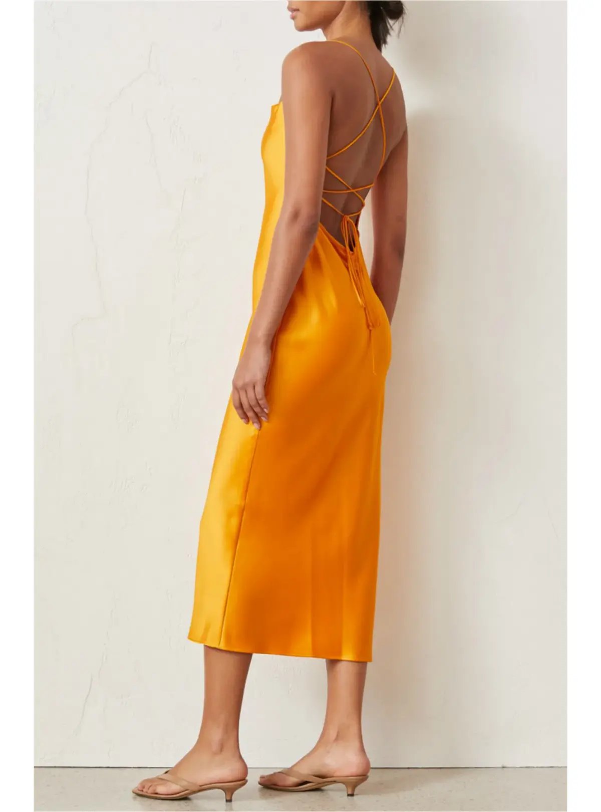 Bec & Bridge Seraphine Lace Up Midi Dress Orange Size AU 10 photo 2